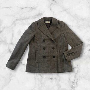 Badgley Mischka Wool Tweed Double Breasted Blazer Jacket Academia Size Medium